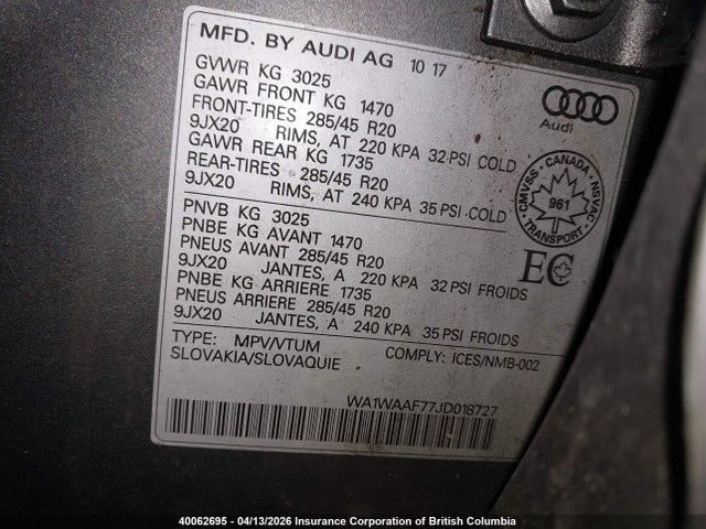 WA1WAAF77JD018727 Audi Q7 Technik S-line