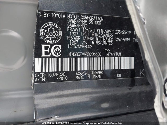 40065885 :رقم المزاد ، JTMGB3FV9RD206680 vin ، 2024 Toyota Rav4 مزاد بيع