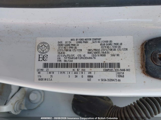 Продажа на аукционе авто 2024 Ford F350, vin: 1FT8W3BT2REE68676, номер лота: 40065902