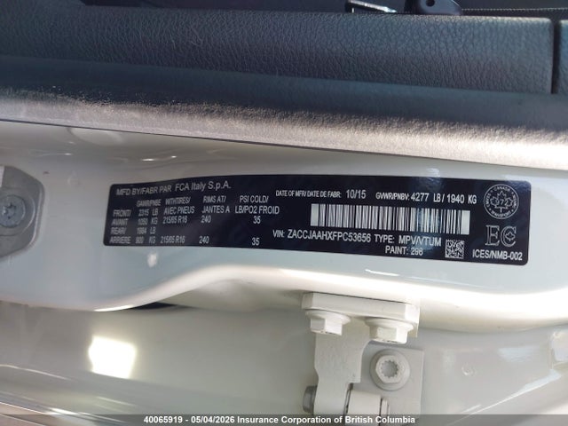 Продаж на аукціоні авто 2015 Jeep Renegade Sport, vin: ZACCJAAHXFPC53656, номер лоту: 40065919