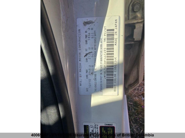 40065997 :رقم المزاد ، JM1BL1UF3B1441493 vin ، 2011 Mazda 3 I مزاد بيع
