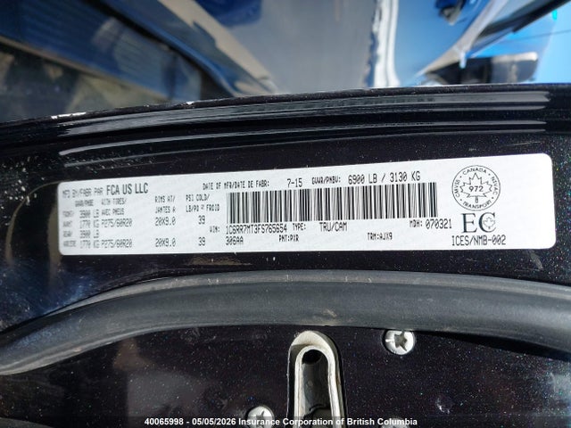 2015 Ram 1500 Sport მანქანა იყიდება აუქციონზე, vin: 1C6RR7MT3FS765654, აუქციონის ნომერი: 40065998