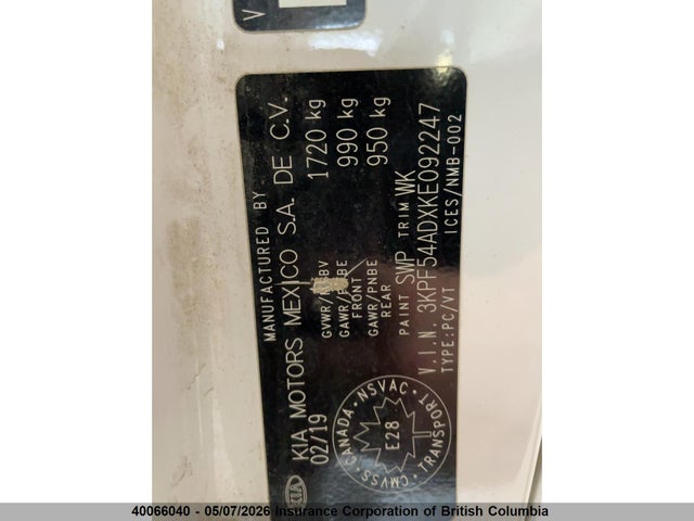 2019 Kia Forte მანქანა იყიდება აუქციონზე, vin: 3KPF54ADXKE092247, აუქციონის ნომერი: 40066040