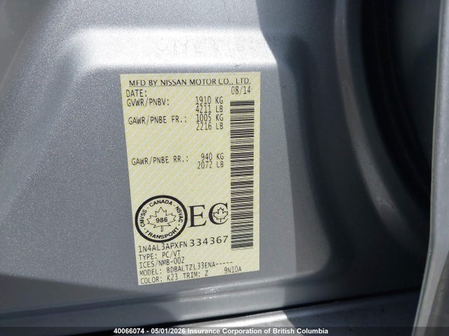 1N4AL3APXFN334367 Nissan Altima 2.5/s/sv/sl