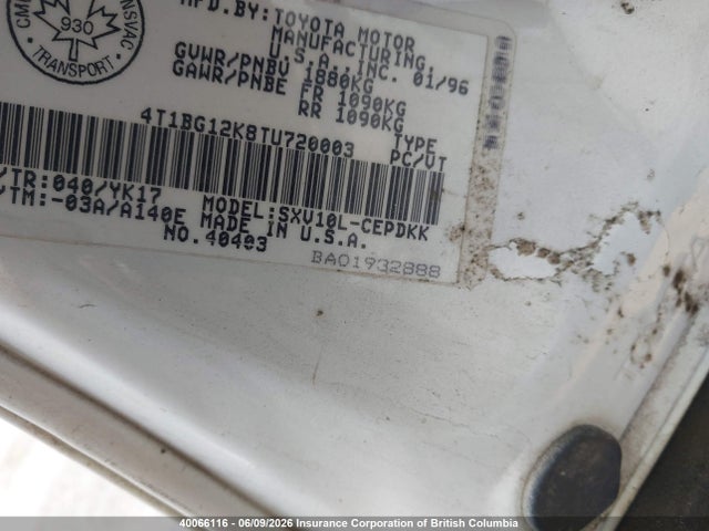 Aukcja sprzedaży 1996 Toyota Camry, vin: 4T1BG12K8TU720003, numer aukcji: 40066116