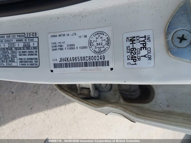 Продажа на аукционе авто 1999 Acura 3.5rl, vin: JH4KA9659XC800249, номер лота: 40066118