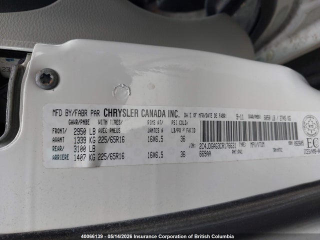 2012 Ram Cargo მანქანა იყიდება აუქციონზე, vin: 2C4JDGAG3CR176631, აუქციონის ნომერი: 40066139
