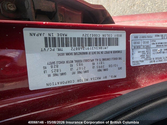 Aukcja sprzedaży 2009 Mazda 3 S, vin: JM1BK343191248872, numer aukcji: 40066146