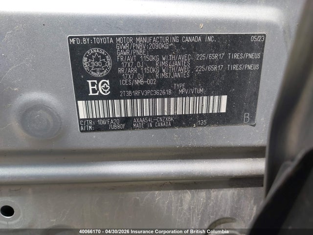 40066170 :رقم المزاد ، 2T3B1RFV3PC362618 vin ، 2023 Toyota Rav4 مزاد بيع