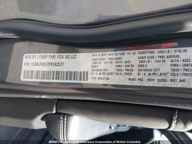 Продаж на аукціоні авто 2023 Jeep Grand Cherokee Overland, vin: 1C4RJHDG7P8742577, номер лоту: 40066176