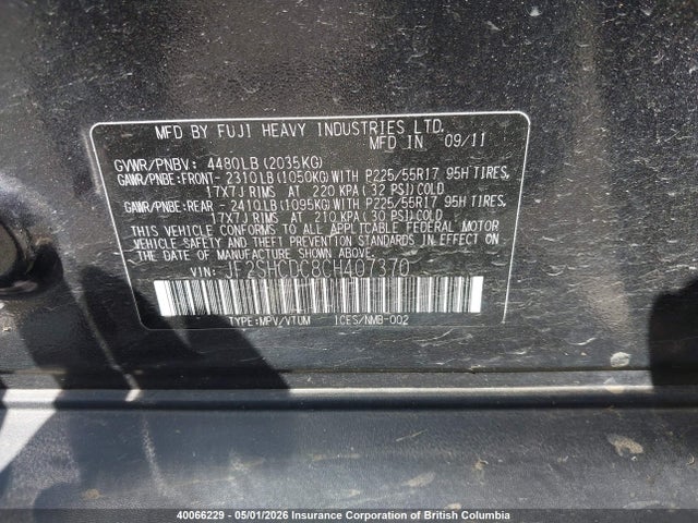 Aukcja sprzedaży 2012 Subaru Forester 2.5x Premium, vin: JF2SHCDC8CH407370, numer aukcji: 40066229