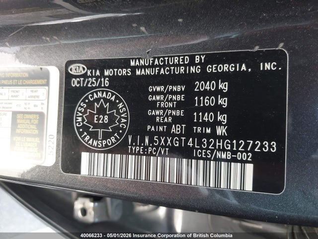 5XXGT4L32HG127233 KIA Optima Lx/lx+