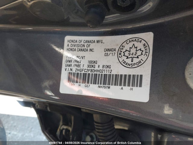 Aukcja sprzedaży 2017 Honda Civic Ex, vin: 2HGFC2F80HH021112, numer aukcji: 40061744