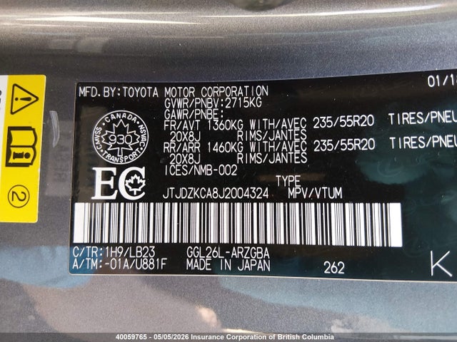 JTJDZKCA8J2004324 Lexus Rx 350 L