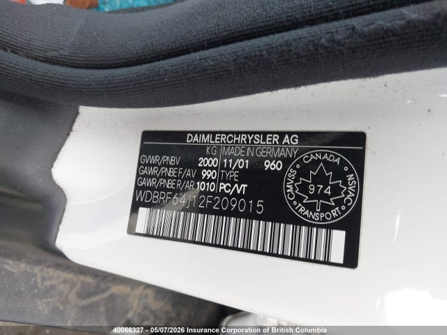 Aukcja sprzedaży 2002 Mercedes-benz C 320, vin: WDBRF64J12F209015, numer aukcji: 40066327