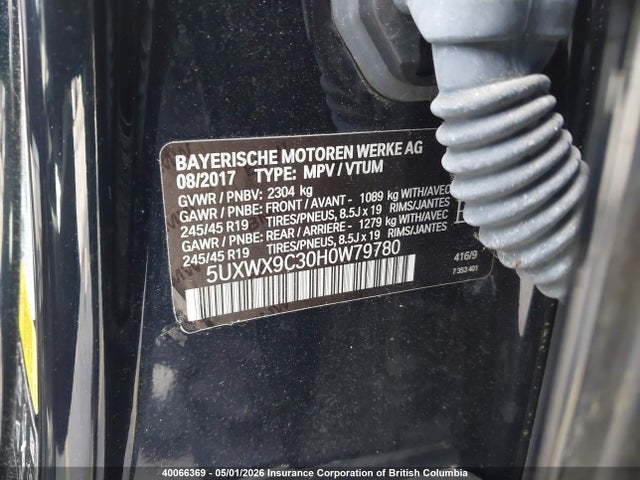 5UXWX9C30H0W79780 BMW X3