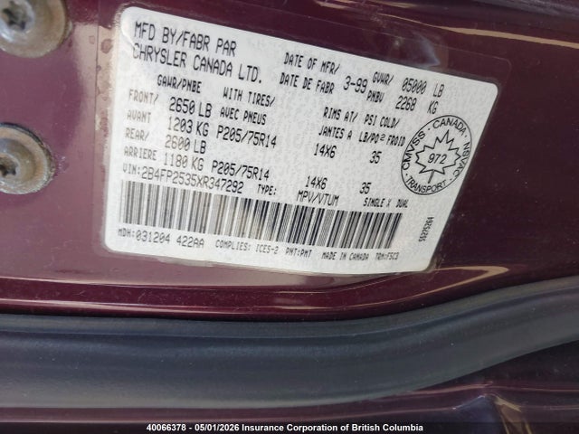Продажа на аукционе авто 1999 Dodge Caravan, vin: 2B4FP2535XR347292, номер лота: 40066378