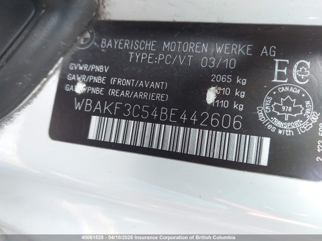 2011 Bmw 328 Xi მანქანა იყიდება აუქციონზე, vin: WBAKF3C54BE442606, აუქციონის ნომერი: 40061528