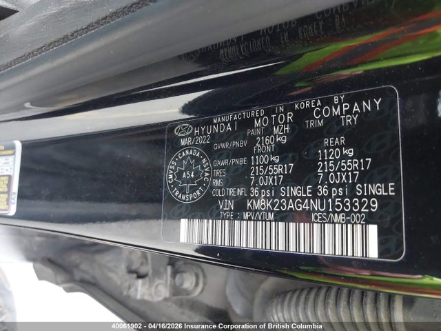 Продаж на аукціоні авто 2022 Hyundai Kona Sel, vin: KM8K23AG4NU153329, номер лоту: 40061902