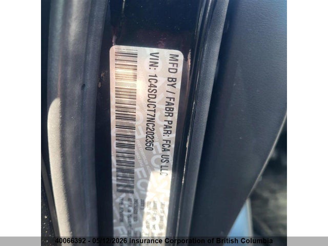 Продажа на аукционе авто 2022 Dodge Durango R/t, vin: 1C4SDJCT7NC202350, номер лота: 40066392