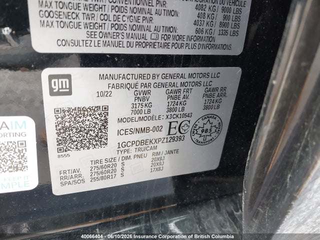 Продаж на аукціоні авто 2023 Chevrolet Silverado K1500 Custom, vin: 1GCPDBEKXPZ129393, номер лоту: 40066404