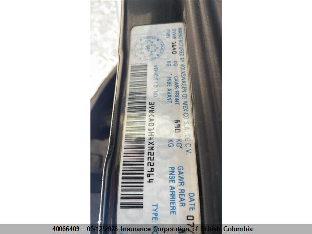 40066409 :رقم المزاد ، 3VWCA01H4XM222964 vin ، 1999 Volkswagen Golf مزاد بيع