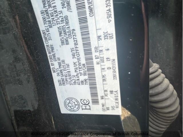 40066423 :رقم المزاد ، 1FTEW1EG7FFB27379 vin ، 2015 Ford F150 مزاد بيع