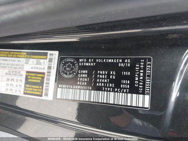 Aukcja sprzedaży 2011 Volkswagen Gti, vin: WVWFV7AJ8BW069336, numer aukcji: 40066459