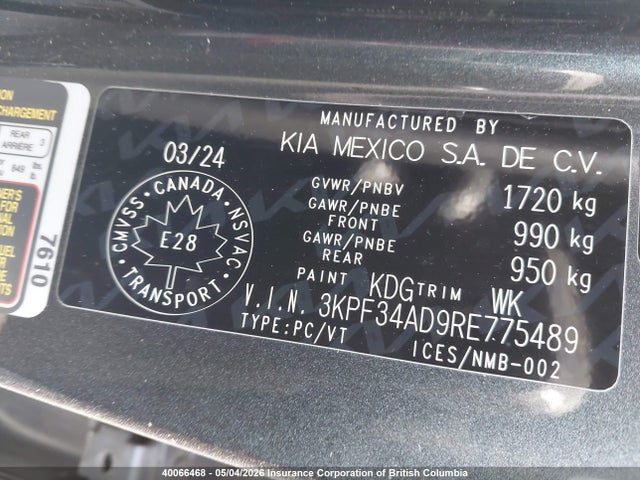 3KPF34AD9RE775489 KIA Forte