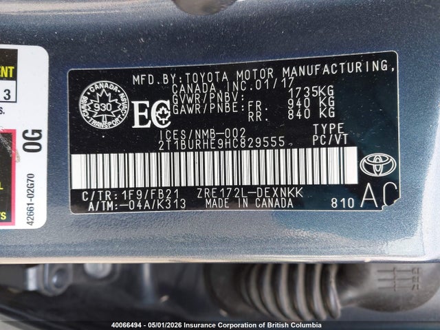 2T1BURHE9HC829555 Toyota Corolla L/le/xle/se/xse