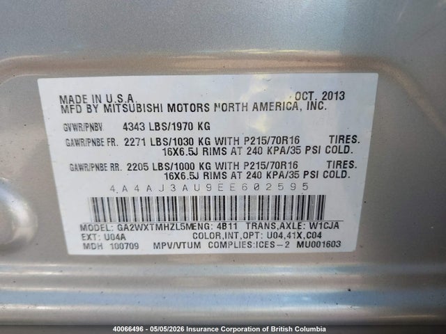 4A4AJ3AU9EE602595 Mitsubishi RVR