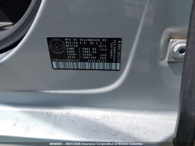 Aukcja sprzedaży 2013 Volkswagen Jetta, vin: 3VWLX7AJ3DM394103, numer aukcji: 40066561