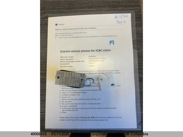 Продажа на аукционе авто 2019 Buick Enclave Essence, vin: 5GAERBKW0KJ113857, номер лота: 40066616