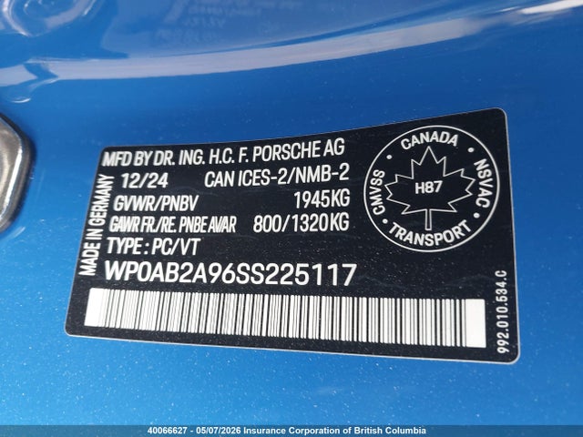WP0AB2A96SS225117 Porsche 911