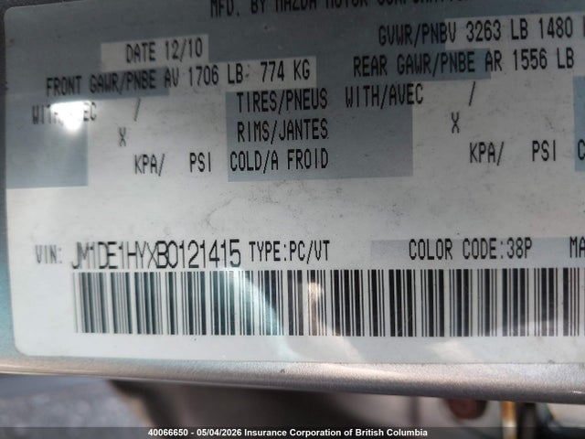 40066650 :رقم المزاد ، JM1DE1HYXB0121415 vin ، 2011 Mazda Mazda2 مزاد بيع