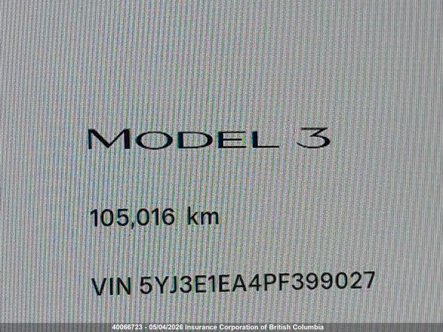 40066723 :رقم المزاد ، 5YJ3E1EA4PF399027 vin ، 2023 Tesla Model 3 مزاد بيع
