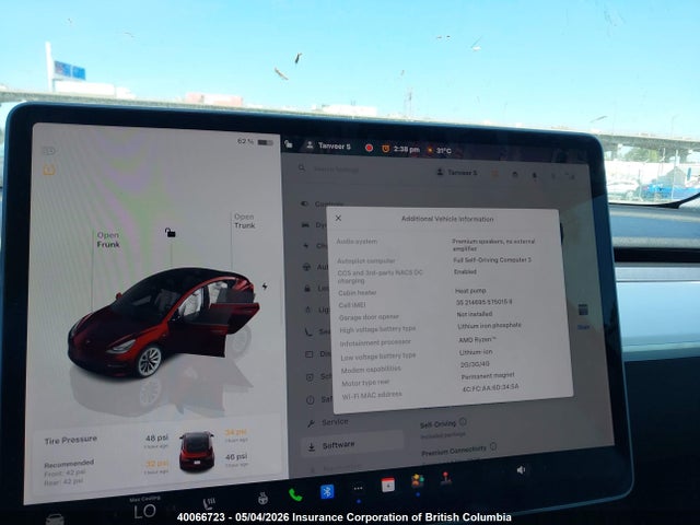 40066723 :رقم المزاد ، 5YJ3E1EA4PF399027 vin ، 2023 Tesla Model 3 مزاد بيع