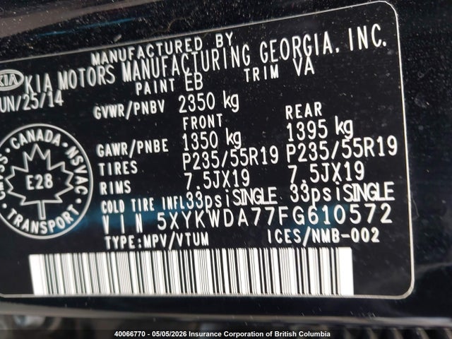 5XYKWDA77FG610572 KIA Sorento Sx/sx Limited