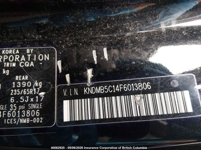 2015 Kia Sedona Lx მანქანა იყიდება აუქციონზე, vin: KNDMB5C14F6013806, აუქციონის ნომერი: 40062920