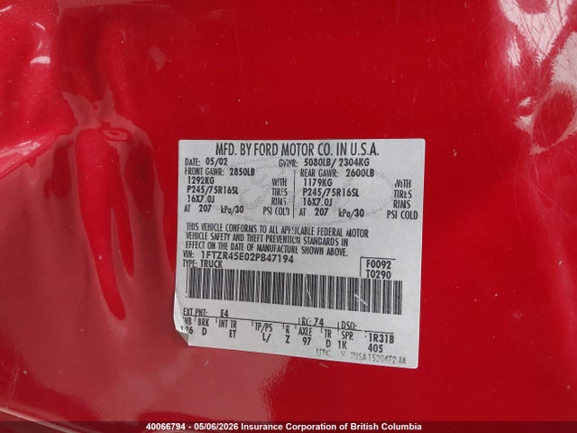 Продаж на аукціоні авто 2002 Ford Ranger Super Cab, vin: 1FTZR45E02PB47194, номер лоту: 40066794