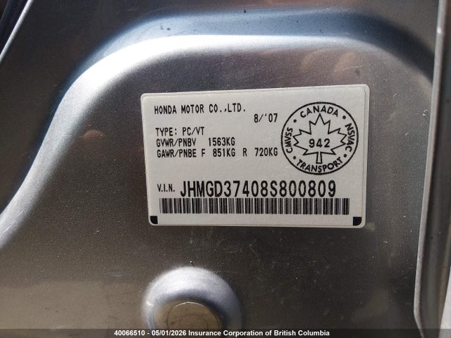 Продаж на аукціоні авто 2008 Honda Fit Dx/lx, vin: JHMGD37408S800809, номер лоту: 40066510