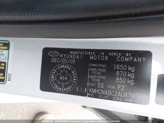 Продаж на аукціоні авто 2010 Hyundai Accent Gls, vin: KMHCN4BC2AU474048, номер лоту: 40066335