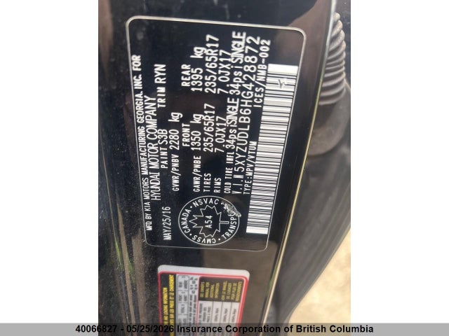 5XYZUDLB6HG428872 Hyundai SANTA FE SPORT