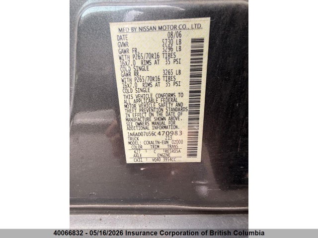 Продажа на аукционе авто 2006 Nissan Frontier Crew Cab Le/se/off Road, vin: 1N6AD07U56C470983, номер лота: 40066832
