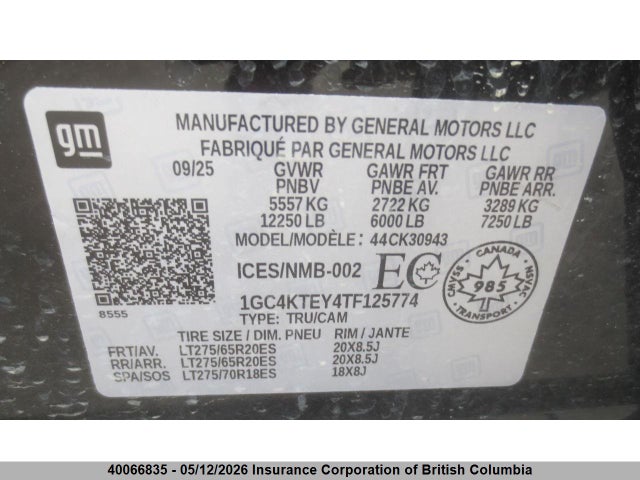 Aukcja sprzedaży 2026 Chevrolet Silverado 3500hd , Long Bed, Lt, 4wd, vin: 1GC4KTEY4TF125774, numer aukcji: 40066835