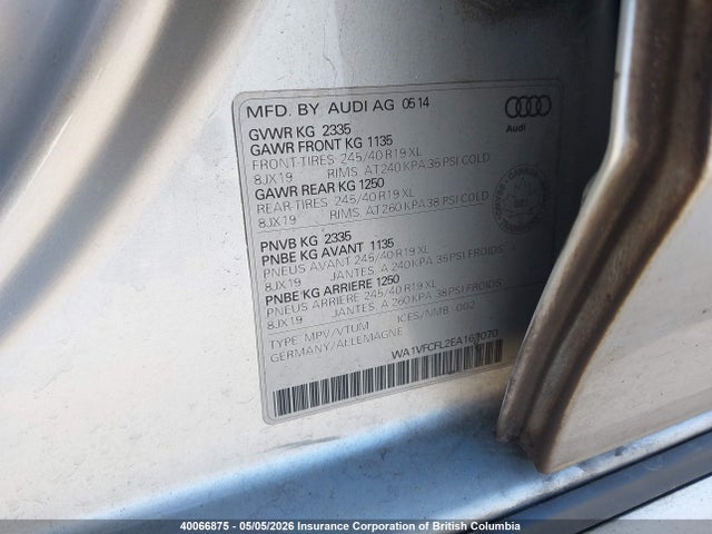 40066875 :رقم المزاد ، WA1VFCFL2EA162070 vin ، 2014 Audi A4 مزاد بيع