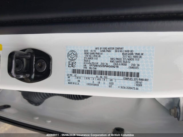 40066911 :رقم المزاد ، 1FTVW1EV5PWG09218 vin ، 2023 Ford F150 مزاد بيع