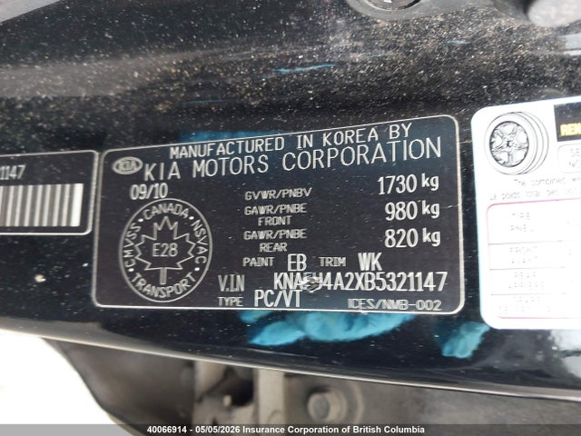 Продаж на аукціоні авто 2011 Kia Forte, vin: KNAFU4A2XB5321147, номер лоту: 40066914