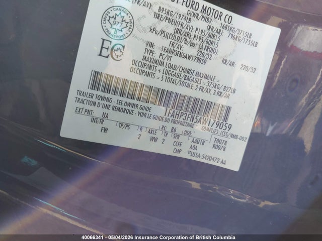Aukcja sprzedaży 2010 Ford Focus Se, vin: 1FAHP3FN5AW179059, numer aukcji: 40066341