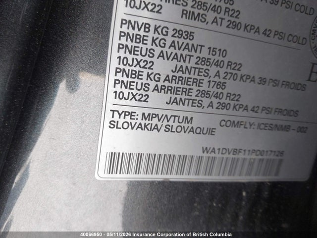 Aukcja sprzedaży 2023 Audi Q8, vin: WA1DVBF11PD017126, numer aukcji: 40066950